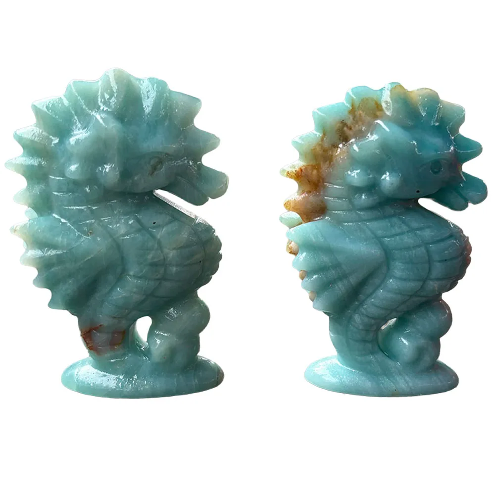 Custom Amazonite Seahorse Crystal Carving - Handcrafted Healing Gemstone Animal Figurine for Home Decor