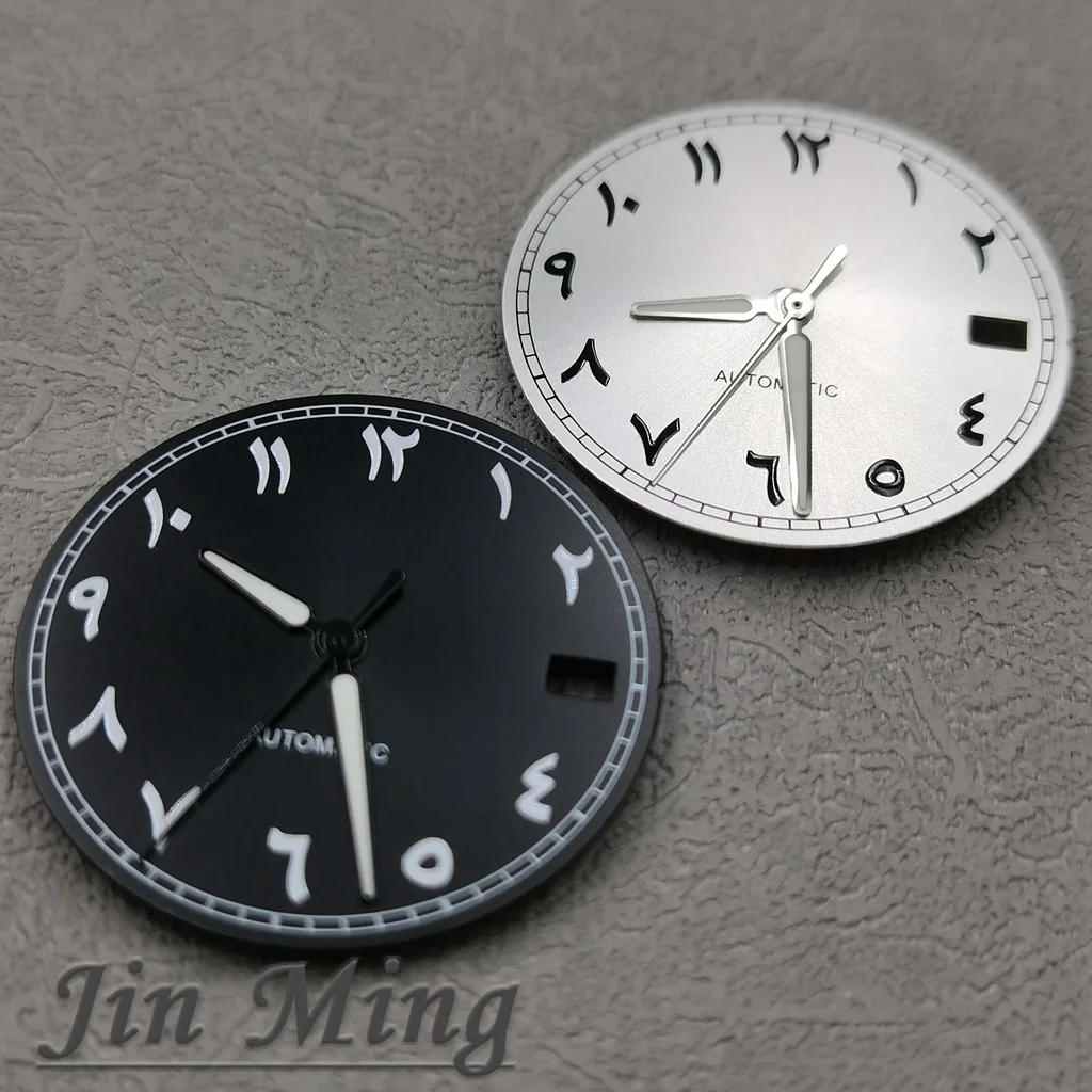 High Quality 28.5mm Silver Gold Black Blue Date Window Green Luminous Aseptic Dial Fit NH35 /NH36/4R/7S Automatic Movement