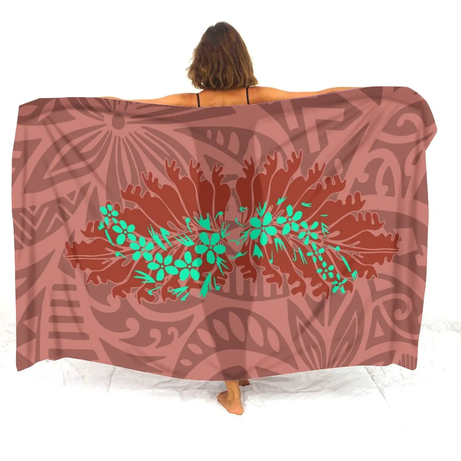 Polynesian Custom Modelado Sarong, Hawaiian seaside Resort Cape, Tribal Pessoas, One Piece Coat, Novo, 2024