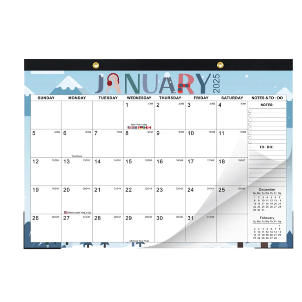 

With Hanging Hole 2025 Monthly Wall Calendar Rectangular Large Size Theme Month Calendar American Daily Schedule Calendar Home