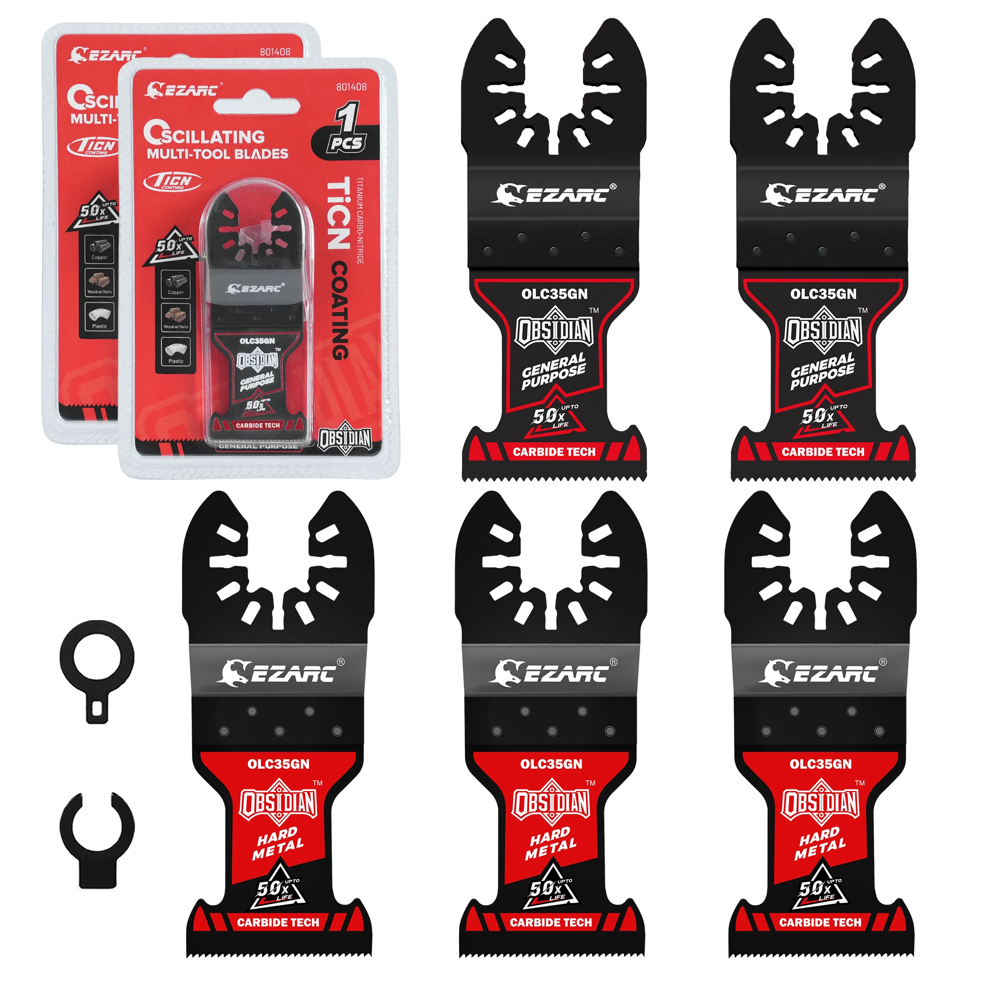 TiCN Carbide Oscillating Saw Blades - Obsidian Blade for Hard Metal & Multi Tool Blade for Metal Nails Wood Plaster Drywall PVC