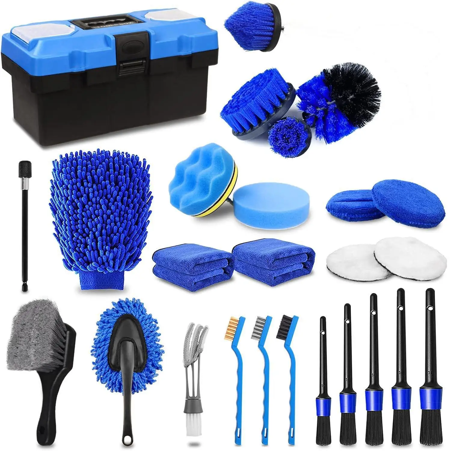 27-Piece Ultimate Car Detailing Kit: Interior & Exterior Cleaning Brush Set With Drill Attachments - Perfect For Wheels & Vehicl