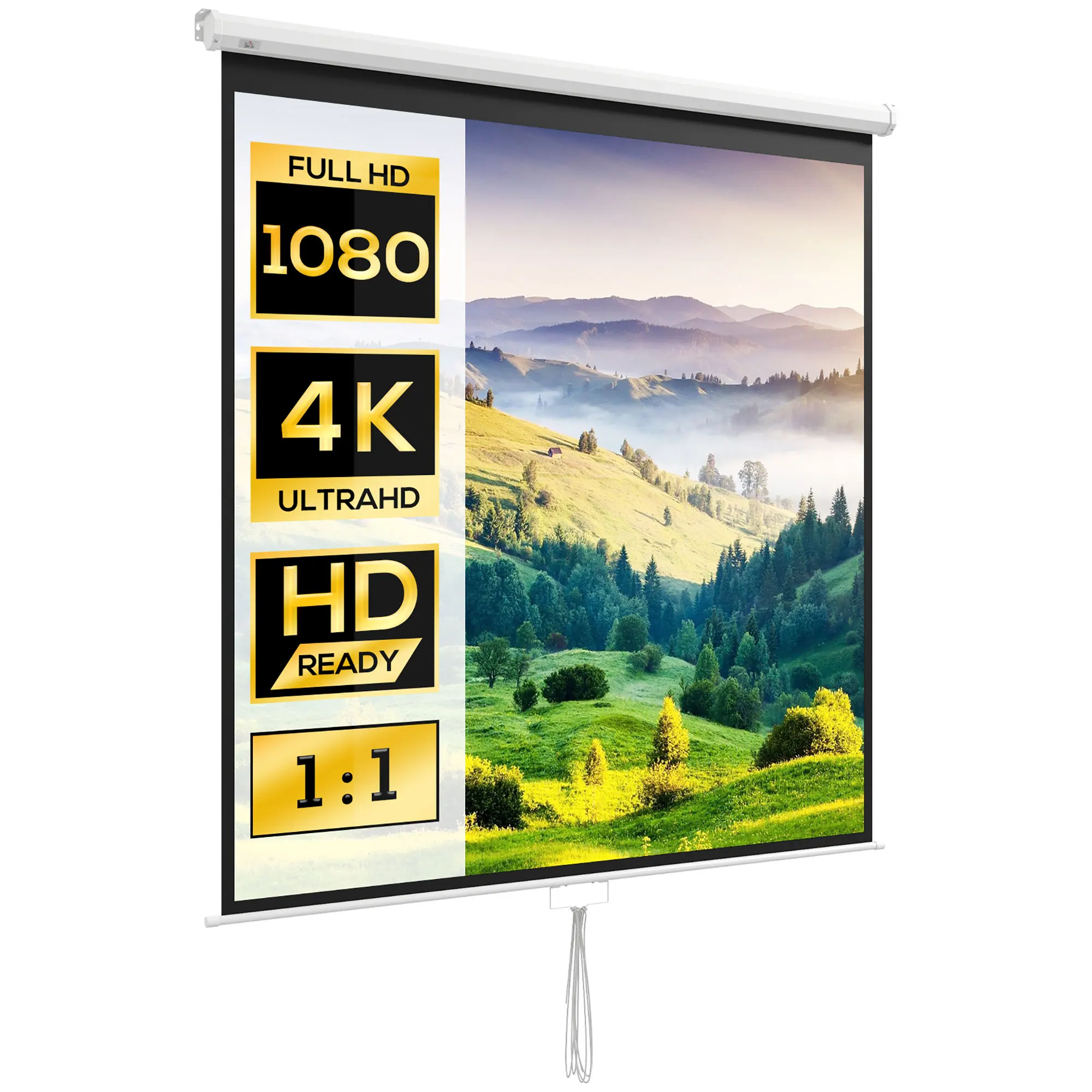 HOMCOM Handheld Projector Screen 99 inch Format 1:1 178x178 cm White