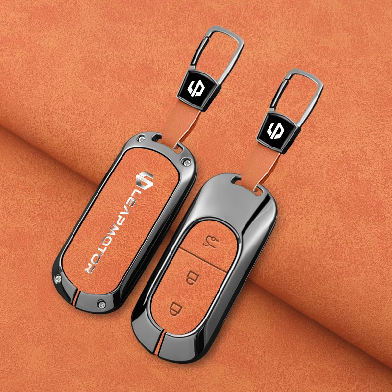 Zinc Alloy Leather Car Remote Key Case Cover For Leapmotor T03 S01 B10 C11 C10 C16 C01 Type Protector Shell Keychain Accessories
