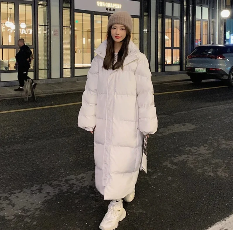 

2026 New Women's Oversized Parka, Long Straight Winter Coat Cotton Padded, Solid Hooded Casual Stylish Outerwear