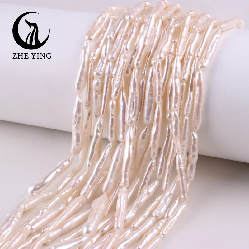 

Long Strip Natural Pearl Beads Toothpick Baroque Rectangle Freshwater Pearl Loose Bead Jewelry Making Bracelet DIY Necklace 15"