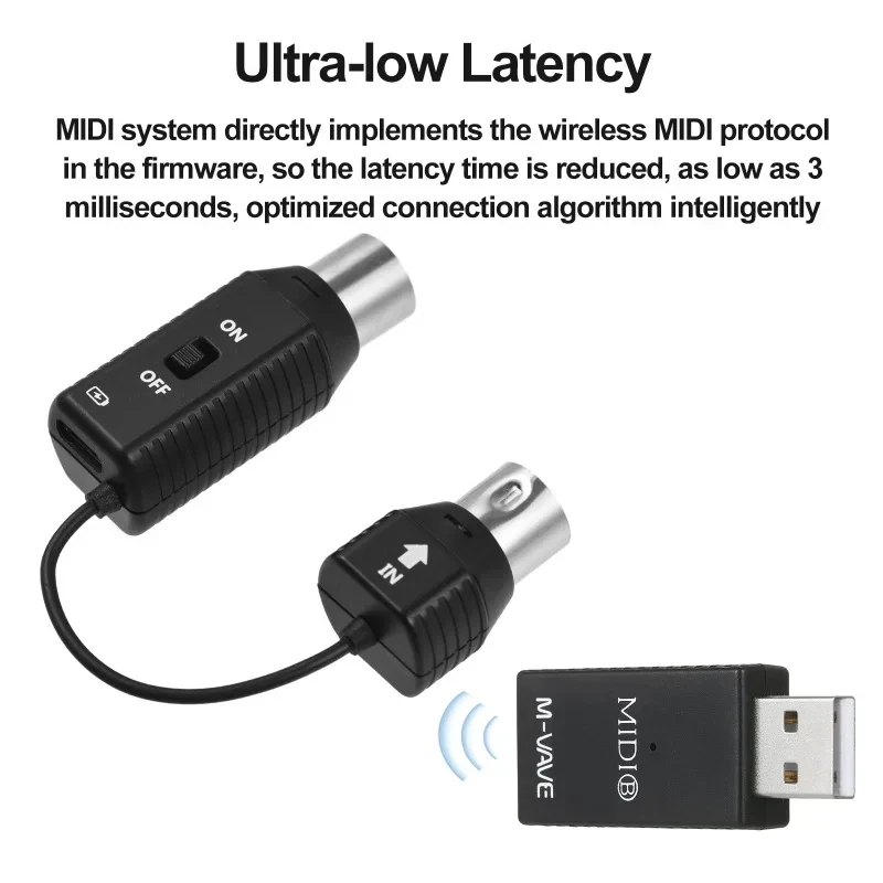 Мини-беспроводная система адаптера MIDI M-VAVE MS1 Plug & Play/для беспроводного MIDI-передатчика