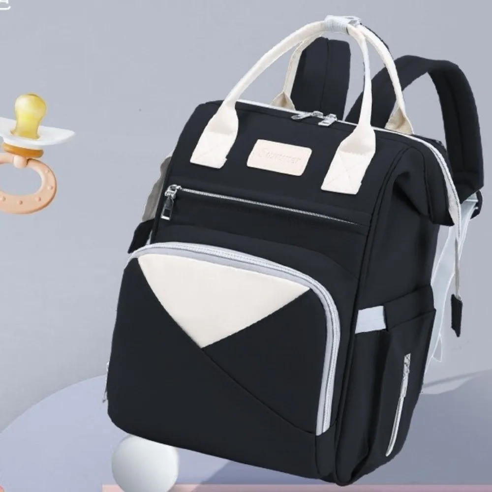 Fashionable Nylon Mommy Bag Multifunctional Waterproof Diaper Bag Backpack Large Capacity Insulated Pockets Nappy Bagpack Travel