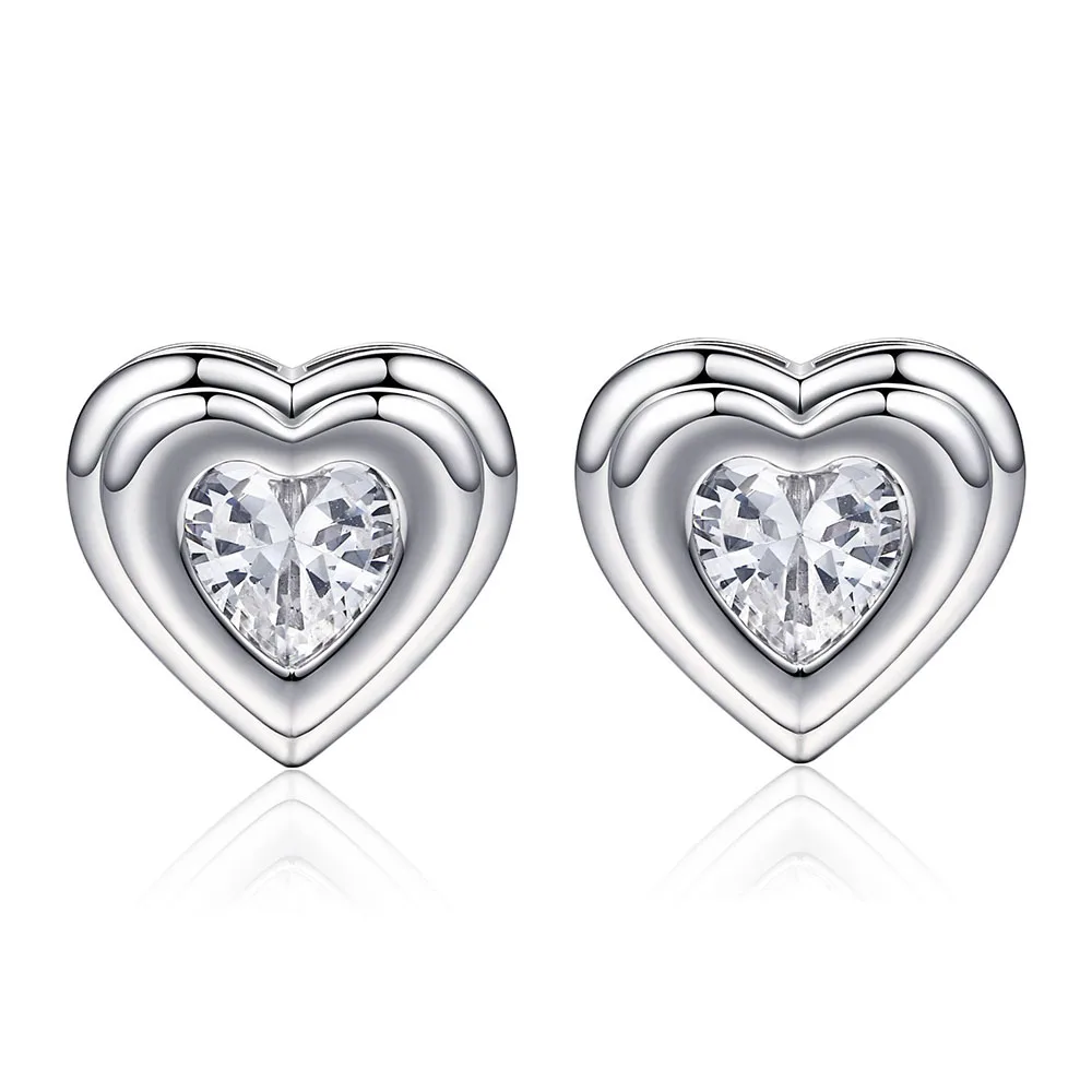 

Apexelle Brand Exquisite Jewelry 925 Sterling Silver Stud Earrings Heart Shaped Zircon Earrings High Quality Jewelry