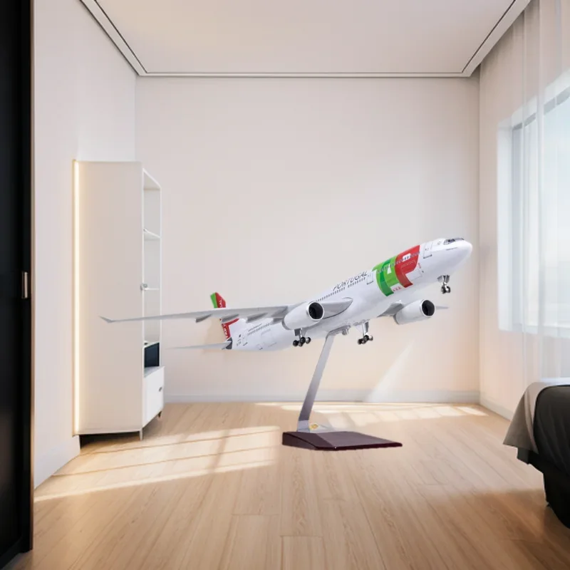 

Home Decor 47CM 1:135 Scale Diecast Resin Model Air Portugal Airbus A330 With Light And Wheels Airplane Aircraft Collection