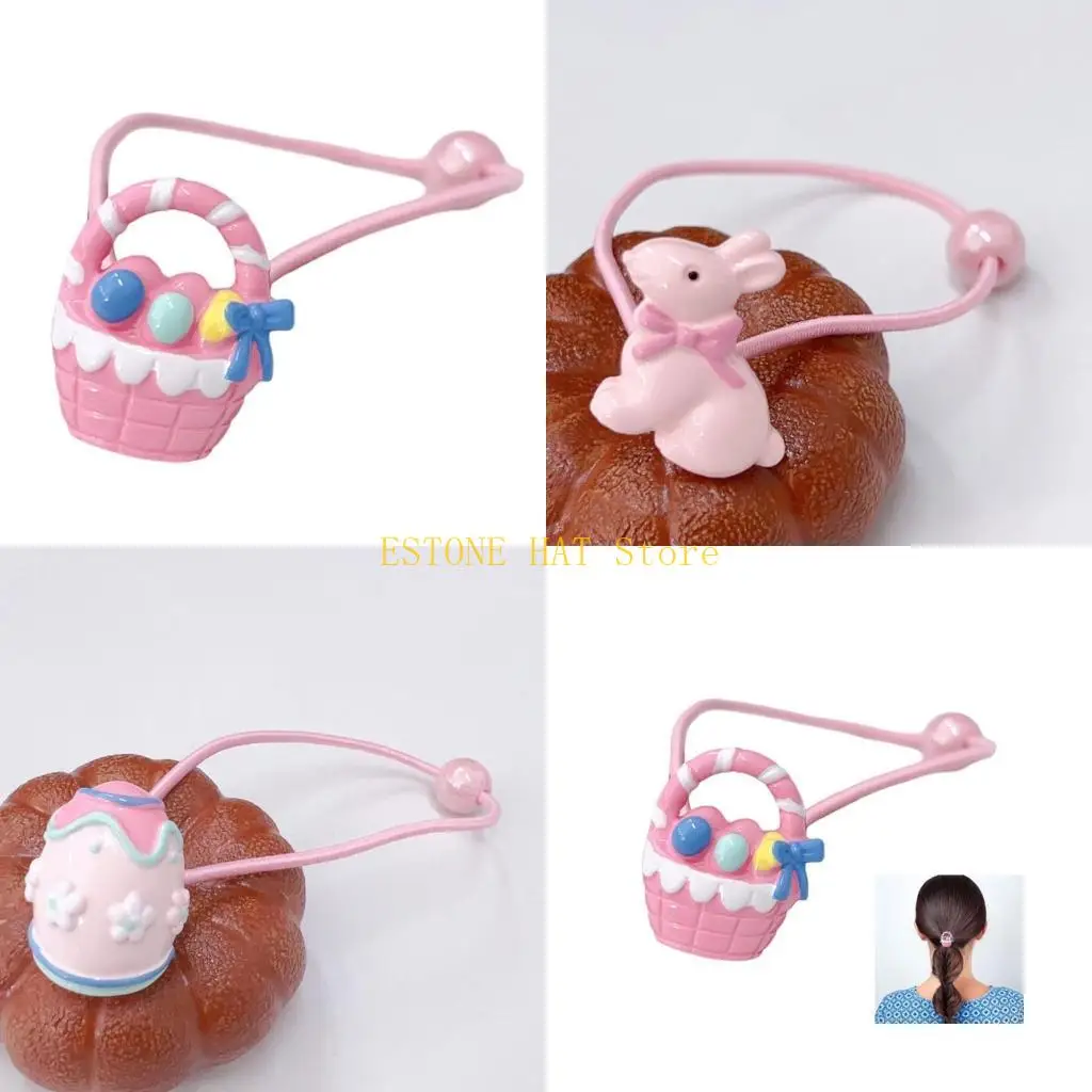 49MF Easter HairPins Adorkable Glitter Handmade Rabbit Hair Tie for Most Hair Type