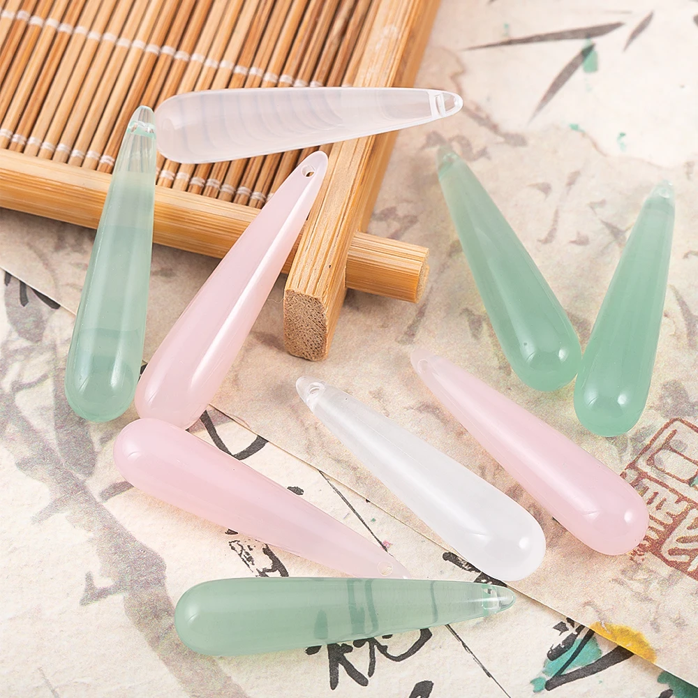2/10 stücke Lange Wasser Tropfen Acryl Harz Perlen Für DIY Chinesischen Stil Haar Zubehör Haarnadeln Schritt Schütteln Anhänger schmuck Material