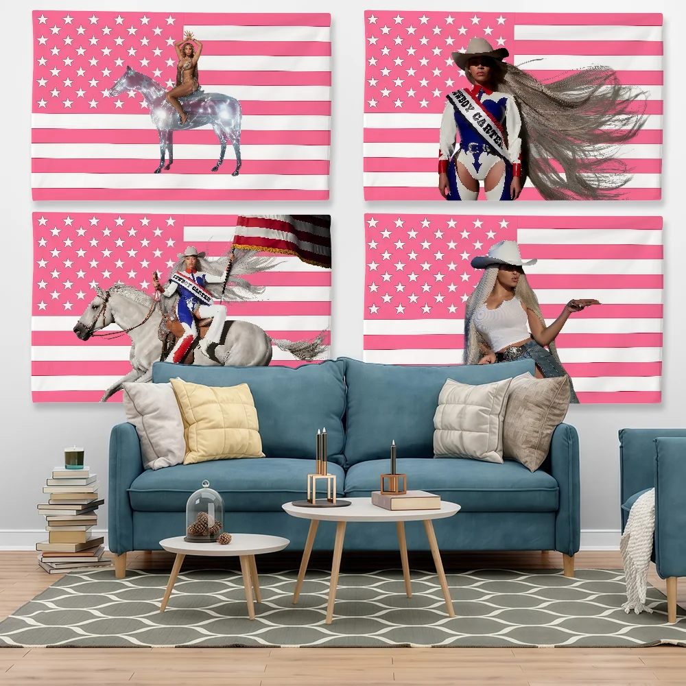 Singer B-BeyonceS Flag Tapestry Outdoor Party Bedroom Living Room Dormitory Decorative Themed Wall Hanging Banner Gift