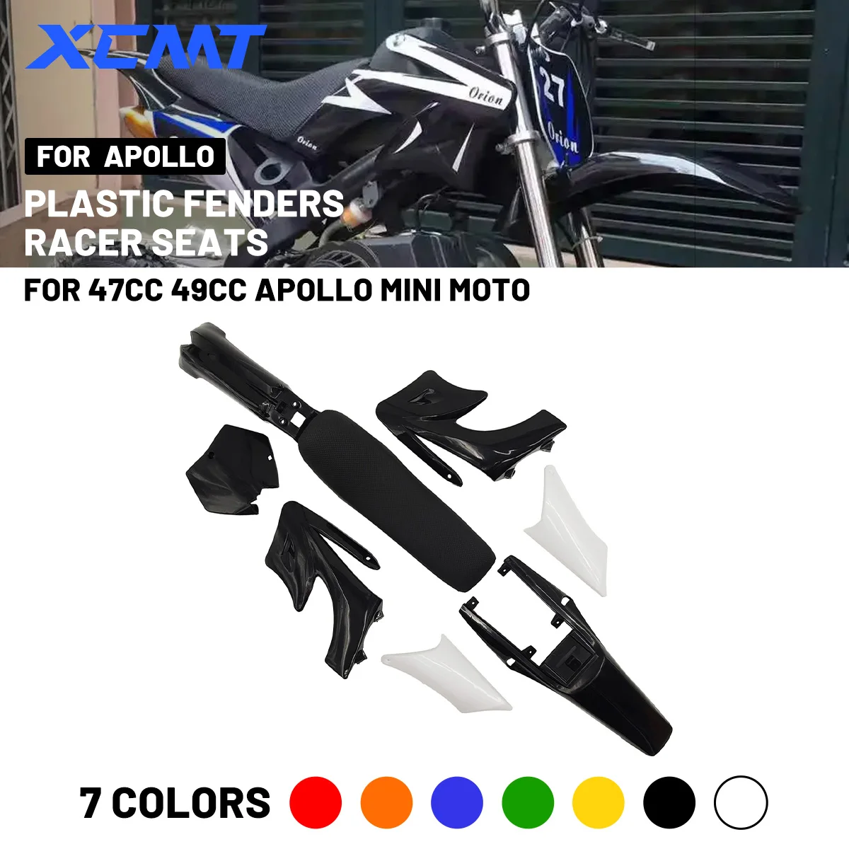 7 Colors Apollo Orion Mini Motor Pit Dirt Bike Plastic Fender Fairing Kits Front And Rear Fenders For Chinese 2 Stroke 47cc 49cc