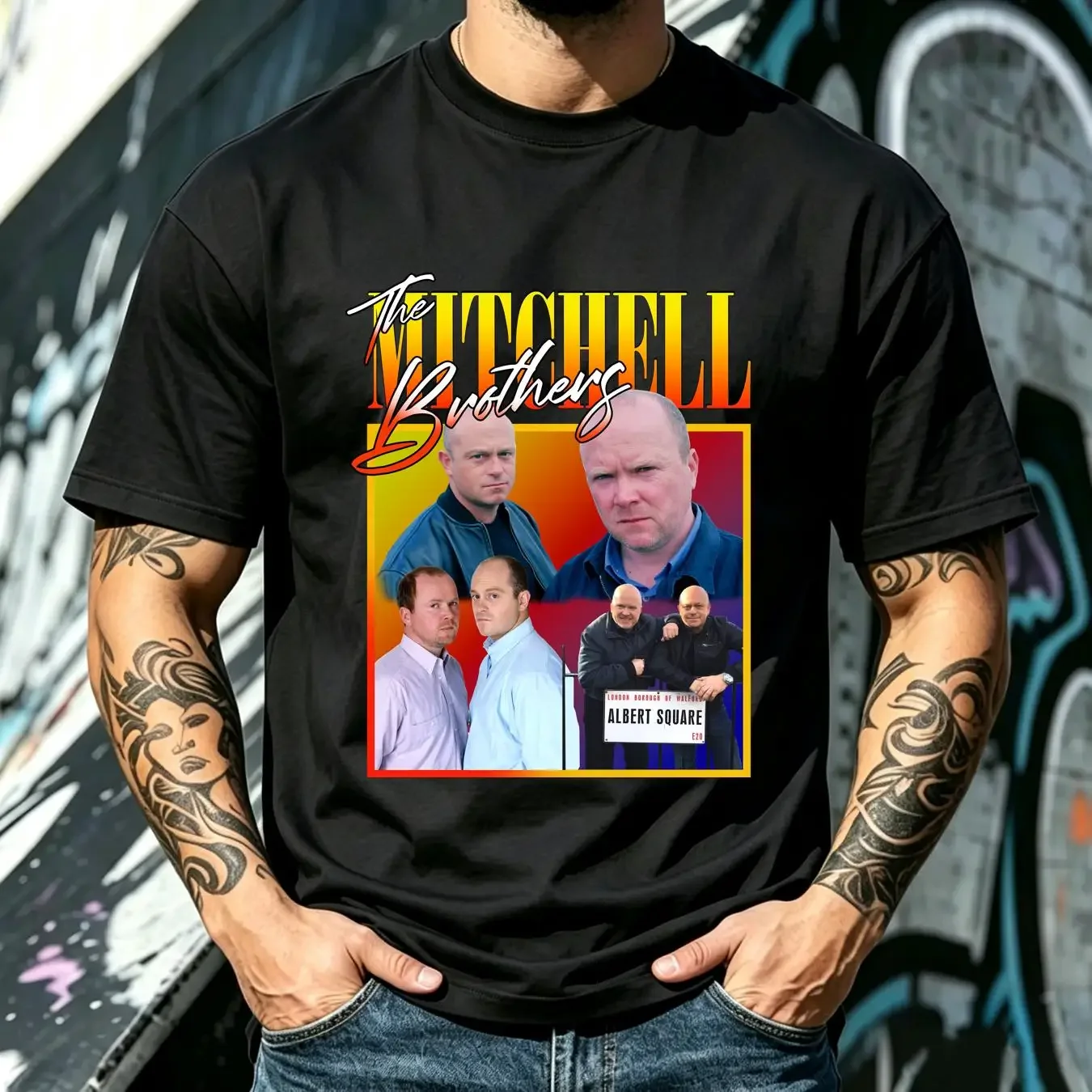 washed T Shirt THE MITCHELL BROTHERS Homage Eastenders Vintage 90s Of Grant Phil From Funny long or short sleeves vintage