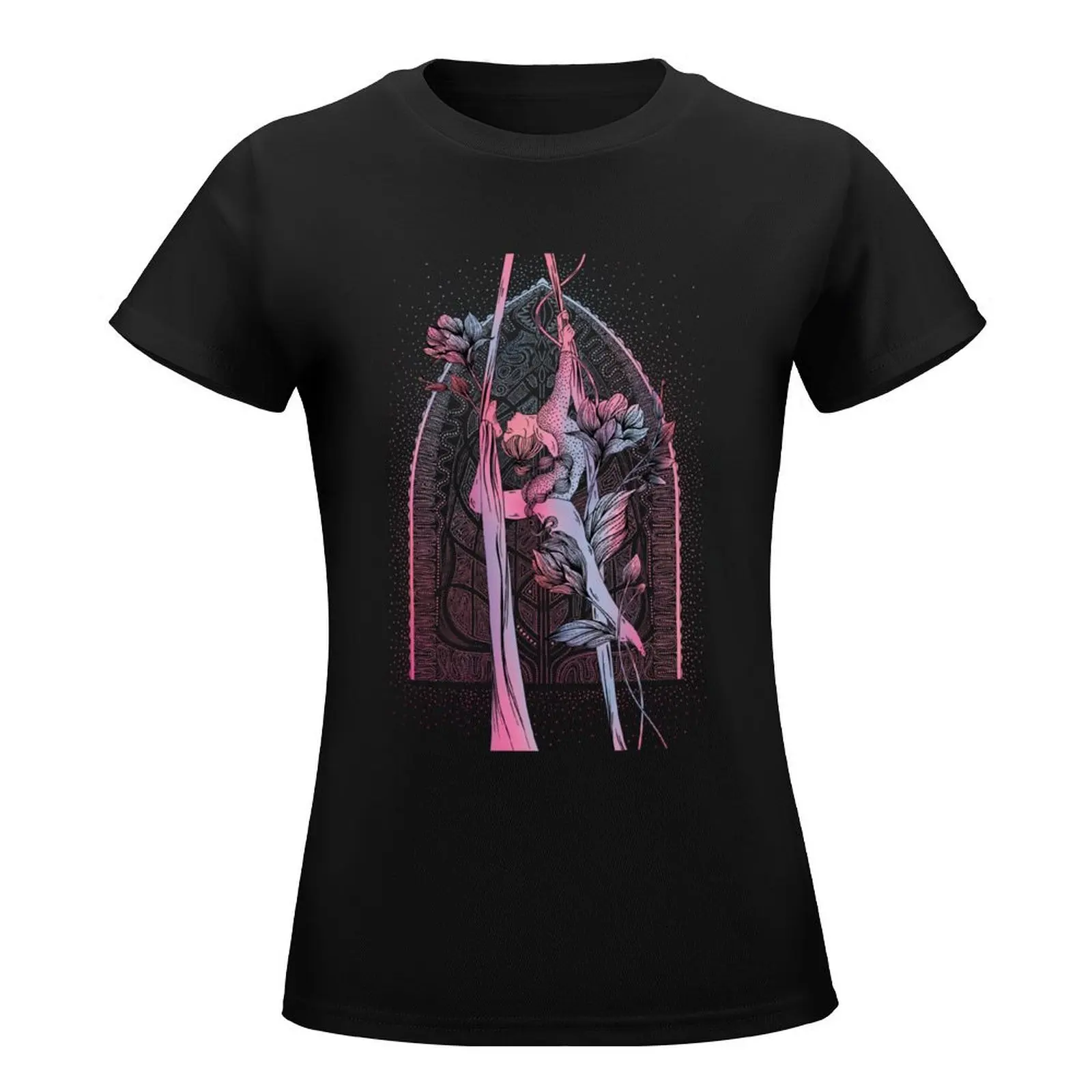 Aerial Silks Floral - Window Design T-Shirt funny new edition blacks blanks summer clothes for Women