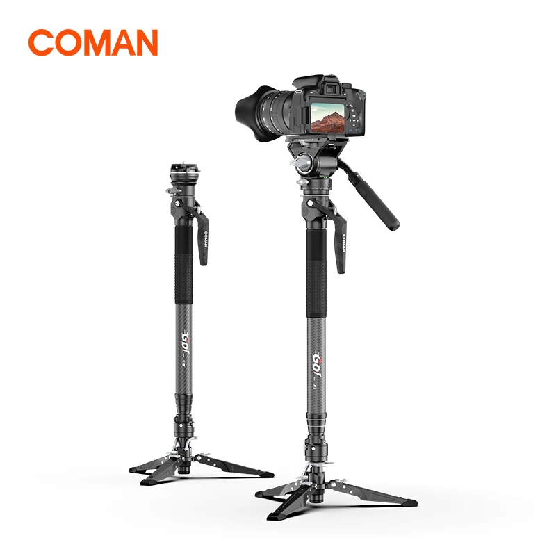 

COMAN M1 Series One Click Lifting Monopod Carbon Fiber Travel Tripod With Quick Release Plate for DSLR Camera Holder Stand