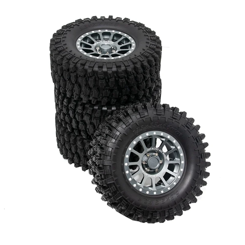 

M15k4pcs 2.6 Inch Metal Beadlock Wheel Rim 135Mm Rubber Tire Tyre For 1/10 RC Crawler Car Axial SCX10 Wraith RR10 Capra