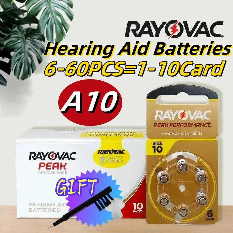 Baterías para audífonos RAYOVAC PEAK A10 ZA10 10A P10 PR70 batería de aire de Zinc de alto rendimiento para Mini audífono Digital