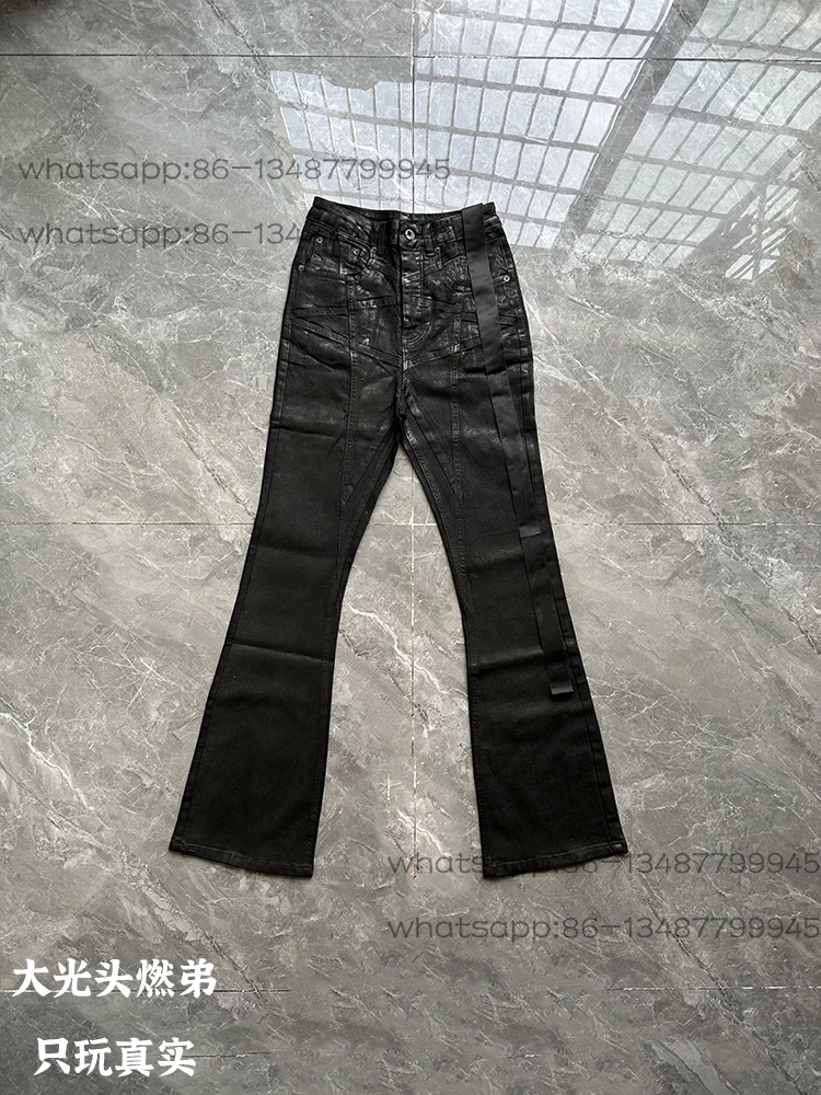 

Лента ручной работы с восковой кистью, микро-расклешенные джинсы, брюки, микроэластичные, тонкие, High Street