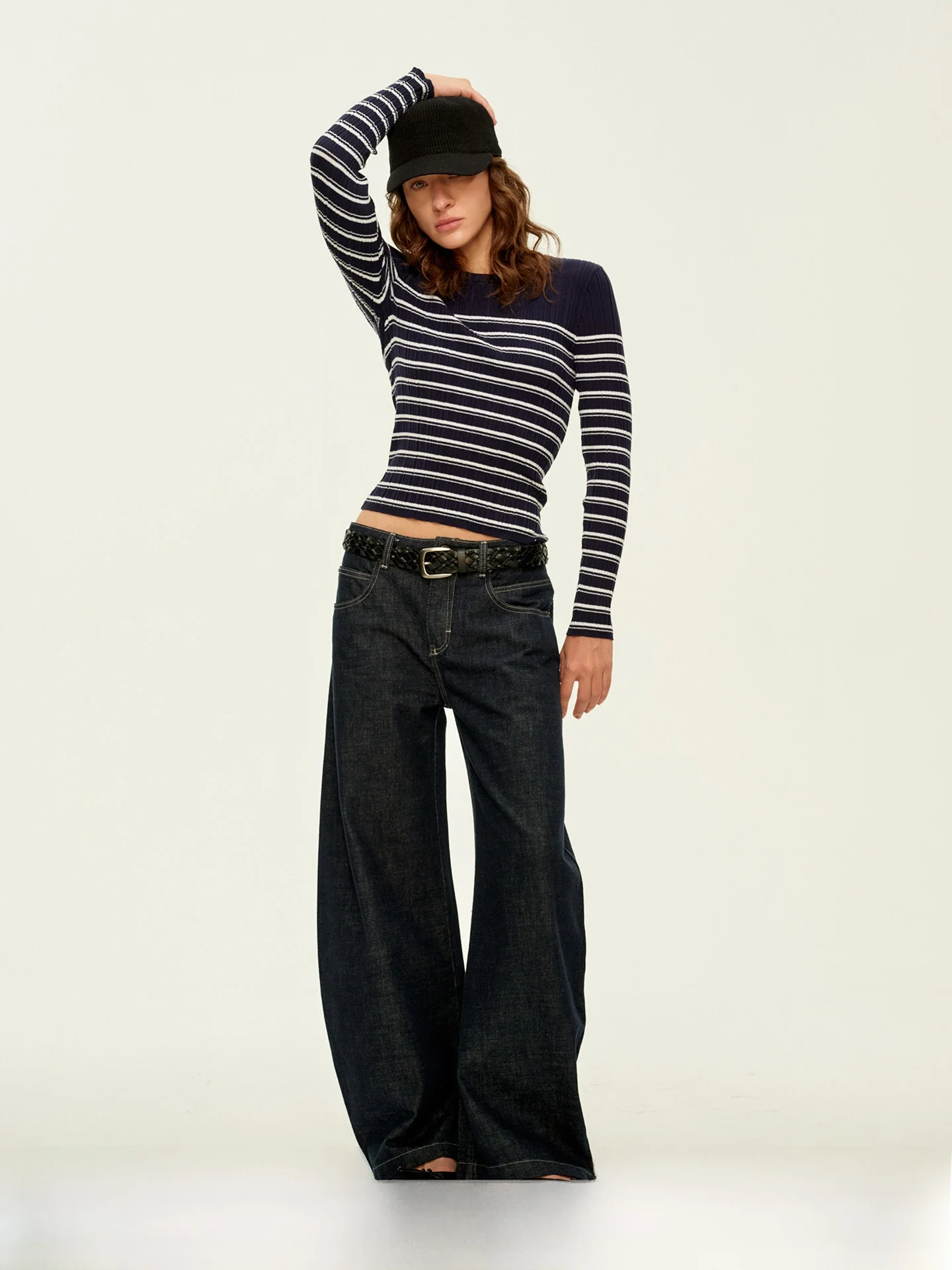 

Женские джинсы Firstfloor с высокой талией, широкими штанинами, в стиле ретро, свободного кроя, с дизайнерским декором, повседневные, на молнии, из хлопковой ткани