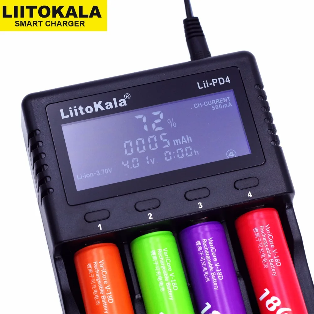 LiitoKala Lii-PD4 LCD 3.7 فولت 18650 18350 18500 16340 21700 20700B 20700 10440 14500 26650 1.2 فولت AAA NiMH شاحن بطارية ليثيوم