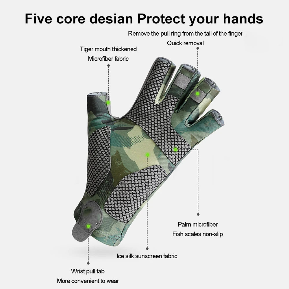 Outdoor Fishing Men Women Gloves Anti-Slip Breathable Half Finger Gloves Cycling Gloves High Elastic Boating Gloves For Mlae