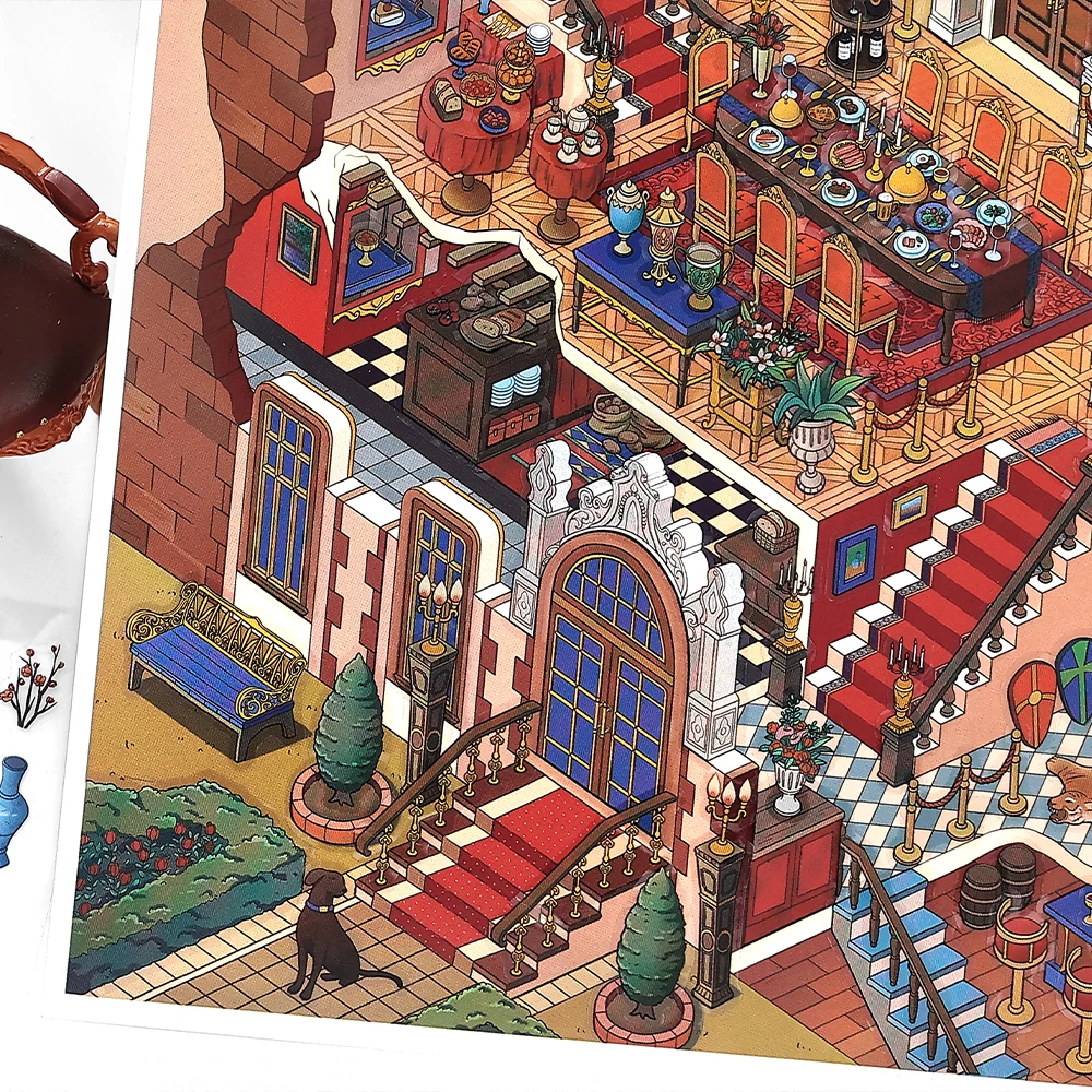 Kawaii nobility 's Dinner 3D Ladies Salon Landscape Sticker  DIY Pocket Cabin Scene festival gift