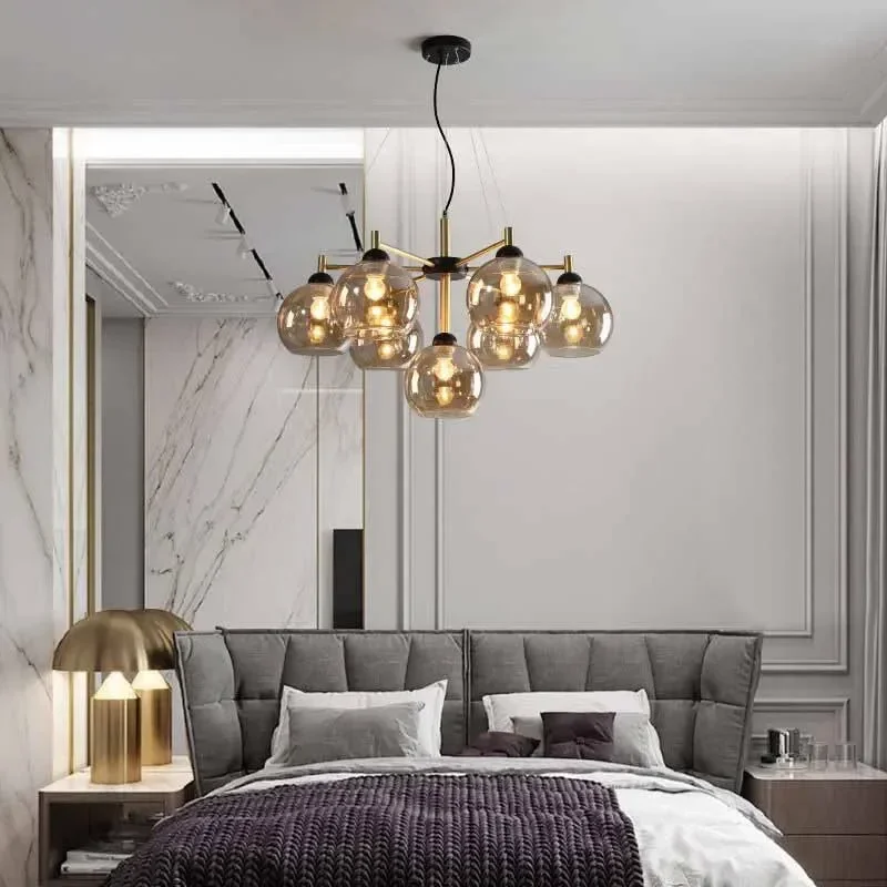 

SANDYHA Creative Retro Magic Bean Glass Pendant Lights Modern Designer Chandelier for Bedroom Living Room Restaurant Decor