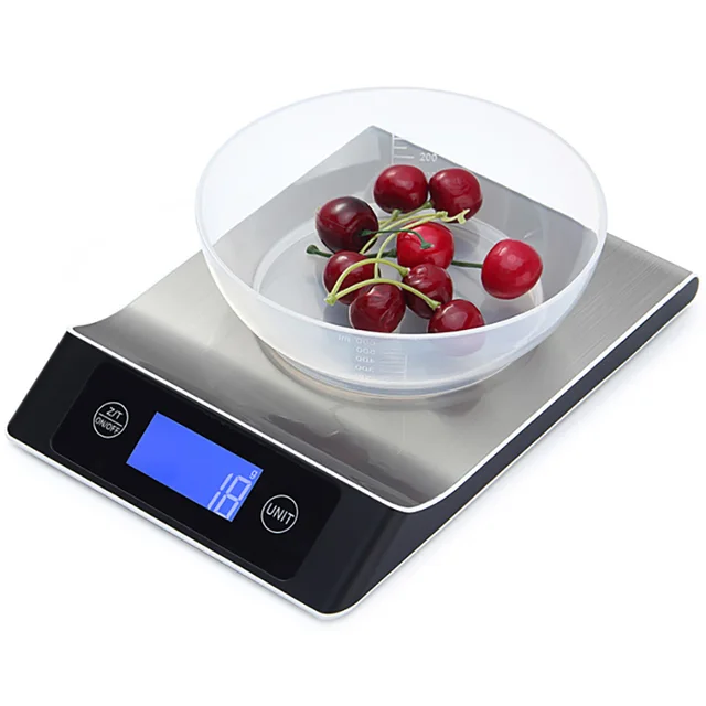 Kitchen Electronic Digital Scales 15Kg/1g Weighs Food Cooking Baking Coffee Balance Smart Stainless Steel Digital Scale Grams 2