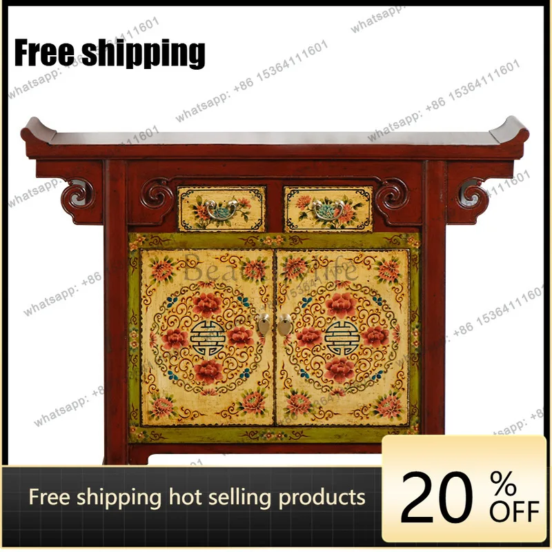 LS Household Entrance To Make Old Dining Side Decorative Cabinets, Painted Warped Head Desk in The Foyer, Two Door Shoe Cabinets