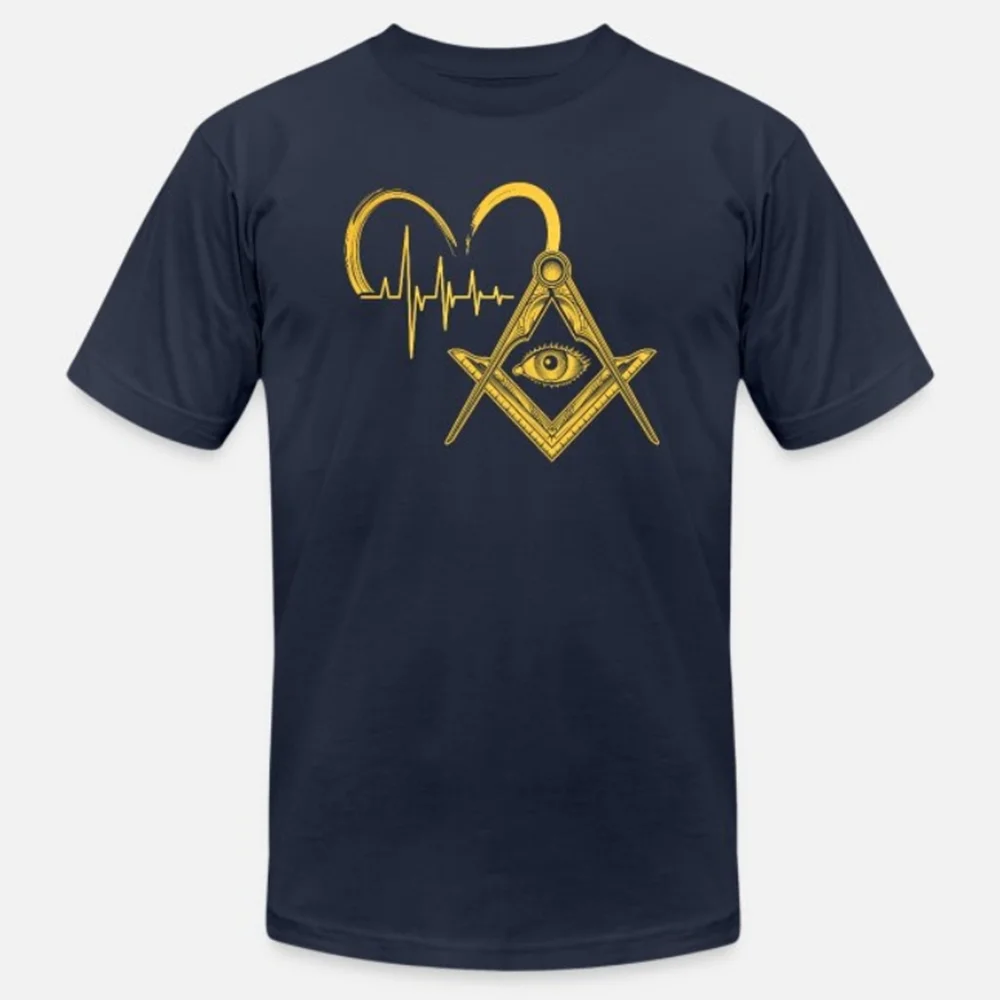 Freemason Square & Compass Emblem Heartbeat Masonic T-Shirt New 100% Cotton O-Neck Short Sleeve Summer Casual Mens T-shirt