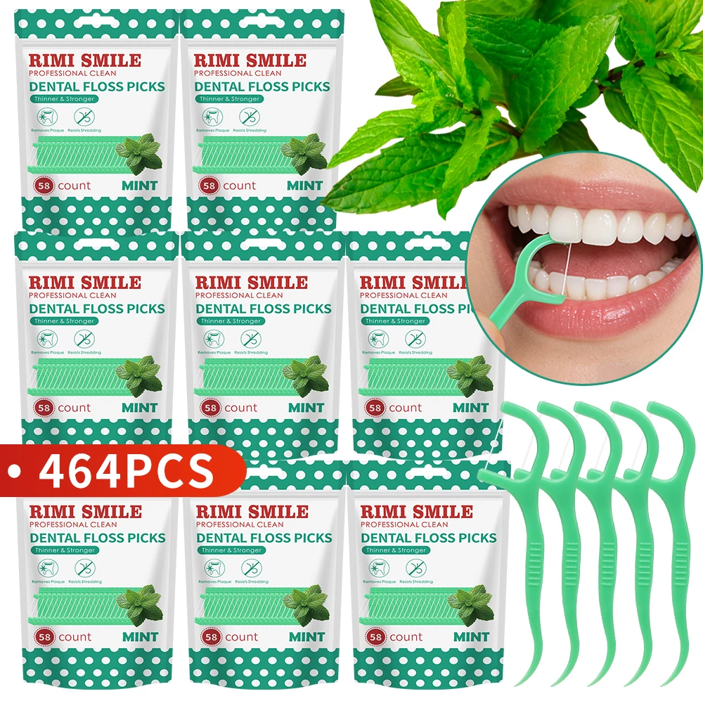 Paquete Familiar de 464 Palillos de Hilo Dental con Sabor a Menta, Aliento Fresco para Viajes de Negocios, Vacaciones, Campamentos, Higiene Bucal en Movimiento