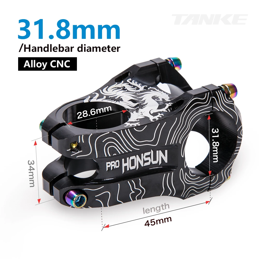 AliExpress PROHONSUN HONSUN MTB Mountain Bike Stem Aluminum Alloy Ultralight High Strength Short 31.8×28.6MM CNC Stem DH/AM/XC Power direction 565