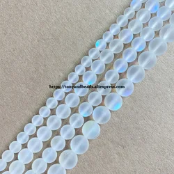 Matte K9 Clear Austria Crystal Synthetic Moonstone Round Loose Beads 15