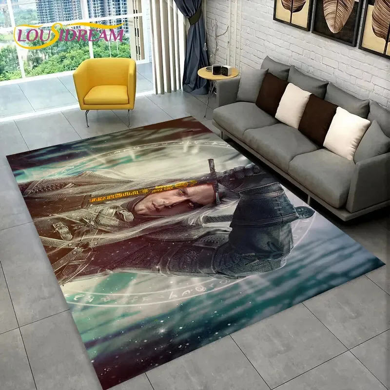 

MNV23The W-Witcher Game Gamer Anime Area Rug,Carpet Rug for Home Living Room Children's Bedroom Sofa Doormat Decor,Non-slip 9Gb