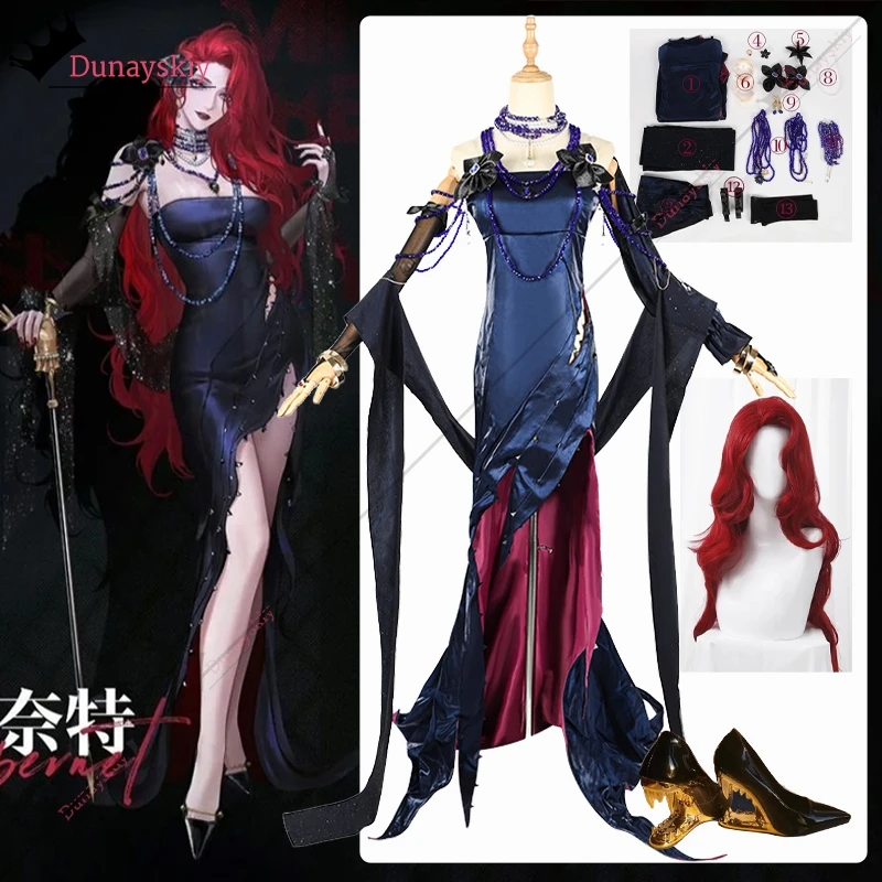 Path to Nowhere Cabernet Cosplay Costume Women Evening Dresses Long Red Hair Wig Game Suit 2025Anime Party Role-Play Unifrom