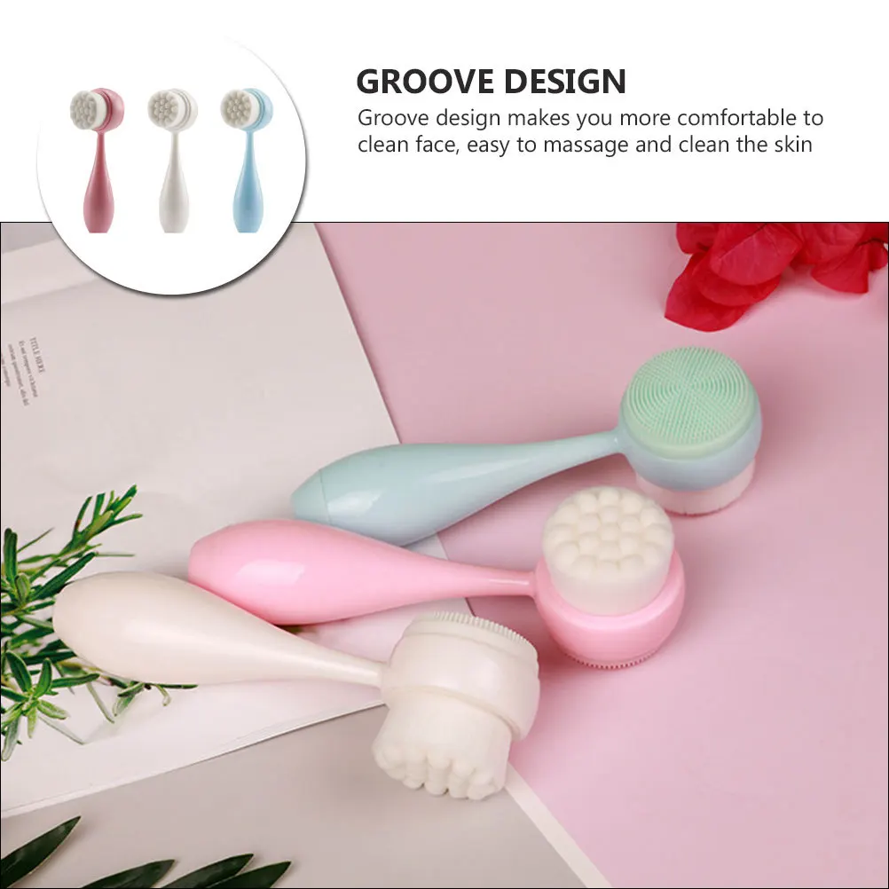 3Pcs Silicone Facial Brush Manual Face Cleansing Tool Deep Pore Cleanser Massage Exfoliating Face Washing Cleaner