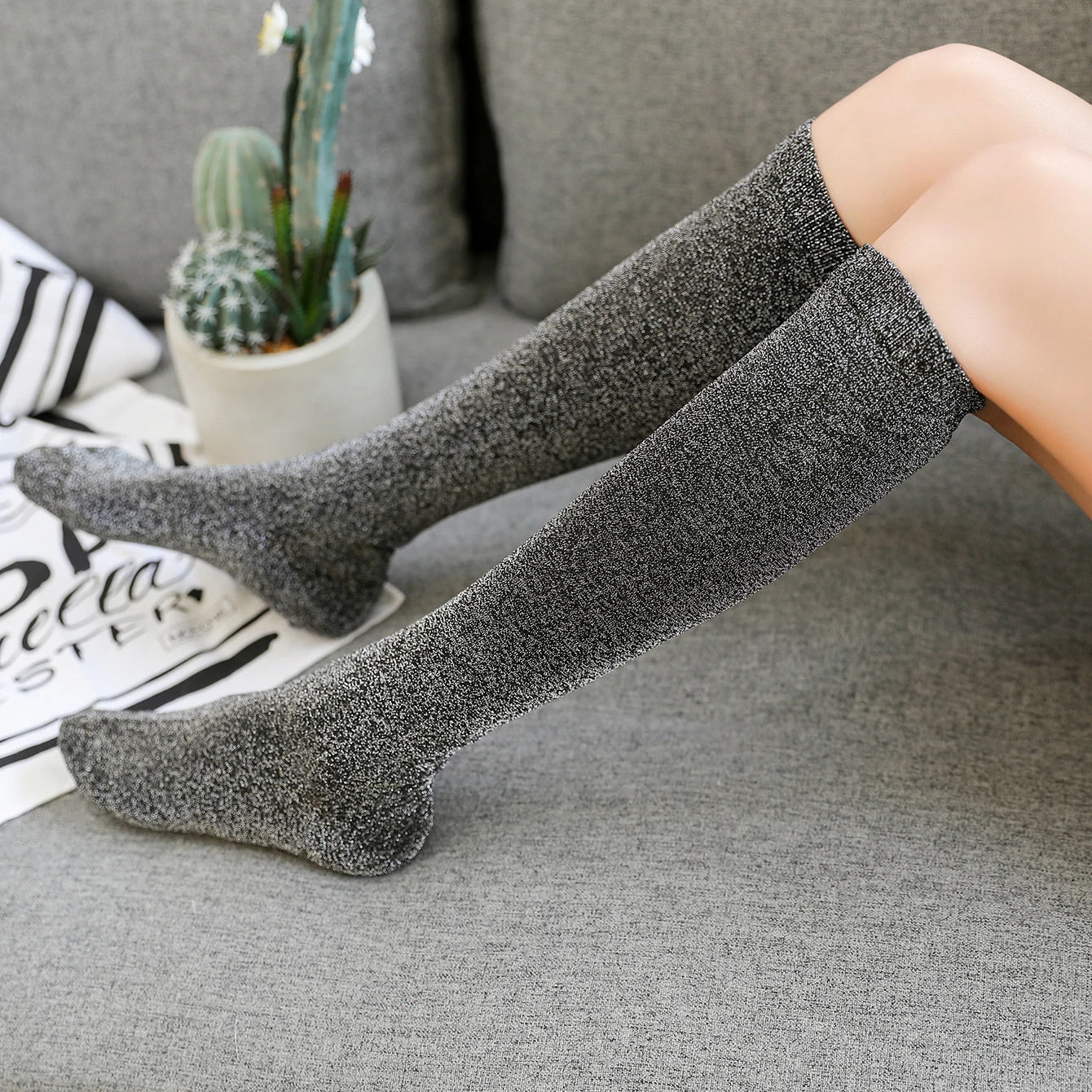 Spring And Summer New Knee-high Socks Student Socks Selling Silver Women\'s Mid-tube Socks Half Socks Lace alf Socks Women