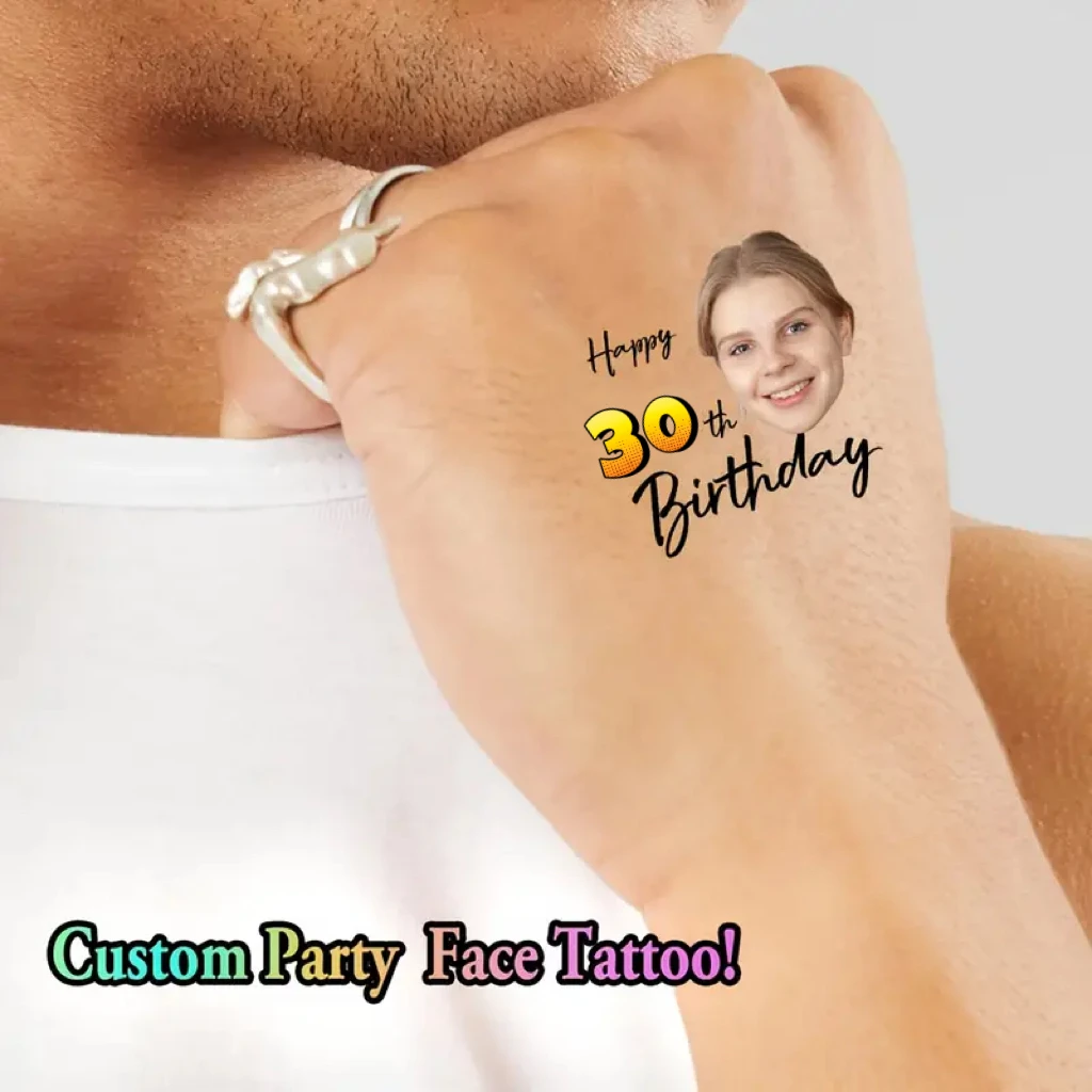 15 PCS custom birthday age temporary tattoo sticker personalized party cute fun portrait Birthday gift men women body art deract