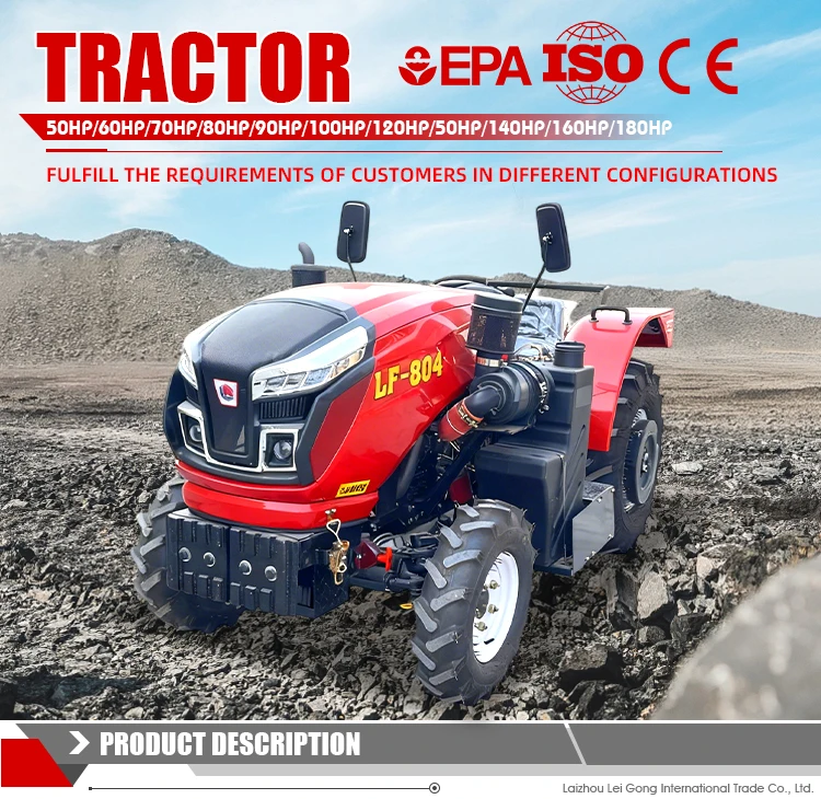 Free Shipping 4X4 Wheel 4WD 90hp 100hp 120hp 140hp 160hp Compact Small Mini Farm Garden Tractor