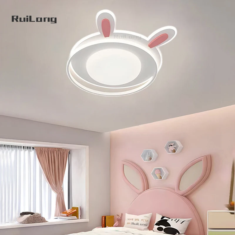 

Kids Room Ceiling Lamp Rabbit Moon Chandelier Children Bedroom Girl Baby Nursery Deco Pink Cute Cartoon Led Ceiling Light Plafon