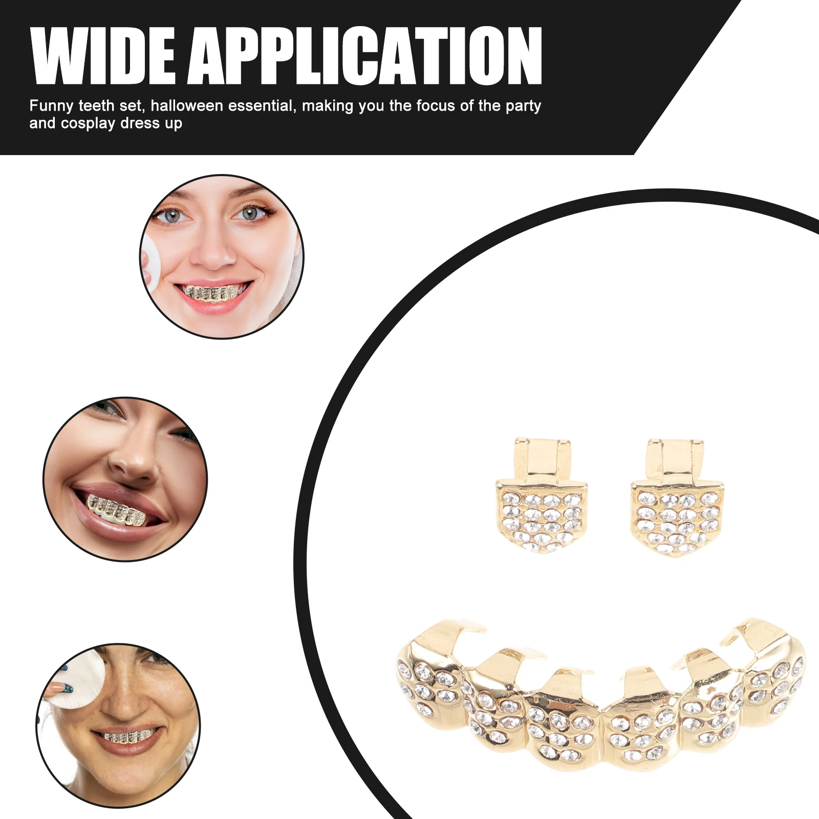 

Gold Brace Accessories Halloween Costumes for Adults Tooth Grills Party Favor Fake Braces Copper Flat Mouth Man