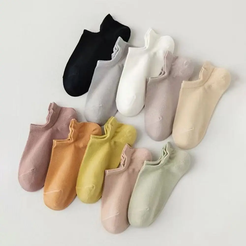 

10Pairs Candy Color Invisible Boat Socks Harajuku Korean Style Mesh Short Socks Breathable Sports Socks Ear Lifting Socks Girls