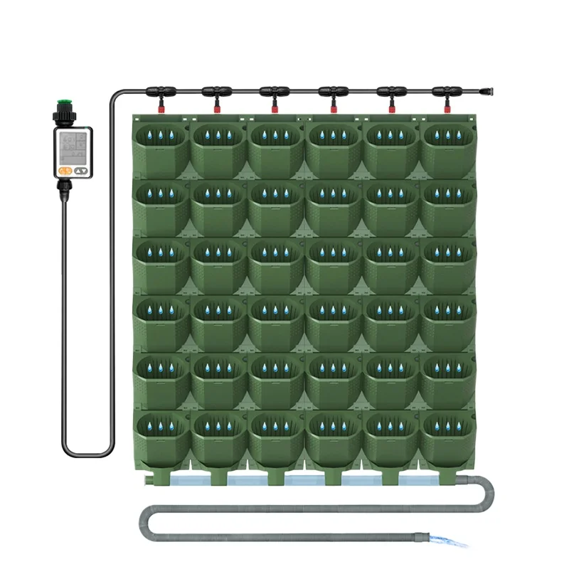 Vertical Planter Wall Irrigation System Automatic Irrigation Kit with Timer Drain Pipe Drip Irrigation Garden Wall Plant Pot