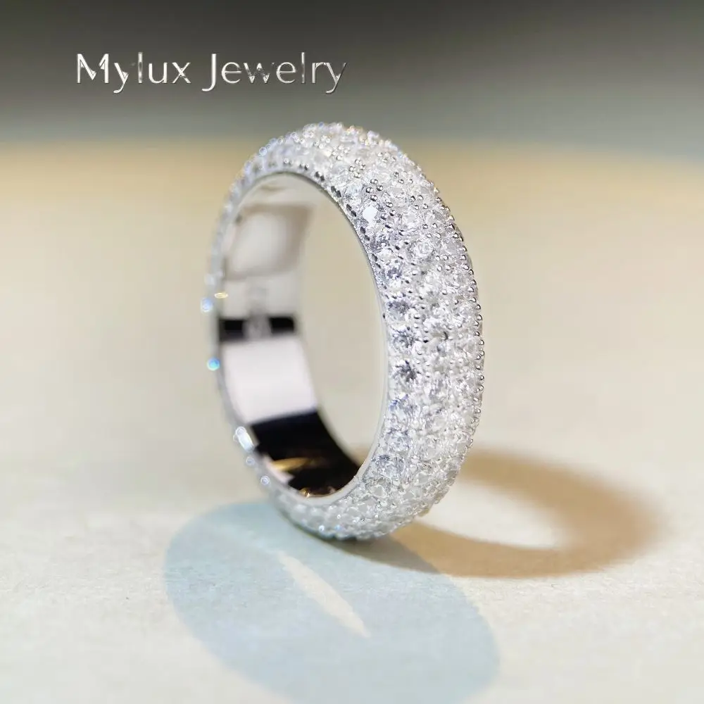

Mylux Jewelry Luxury white gold solid platinum PT950 Hip Hop Full Diamond Ring Unisex Medium European and American Popular Ring