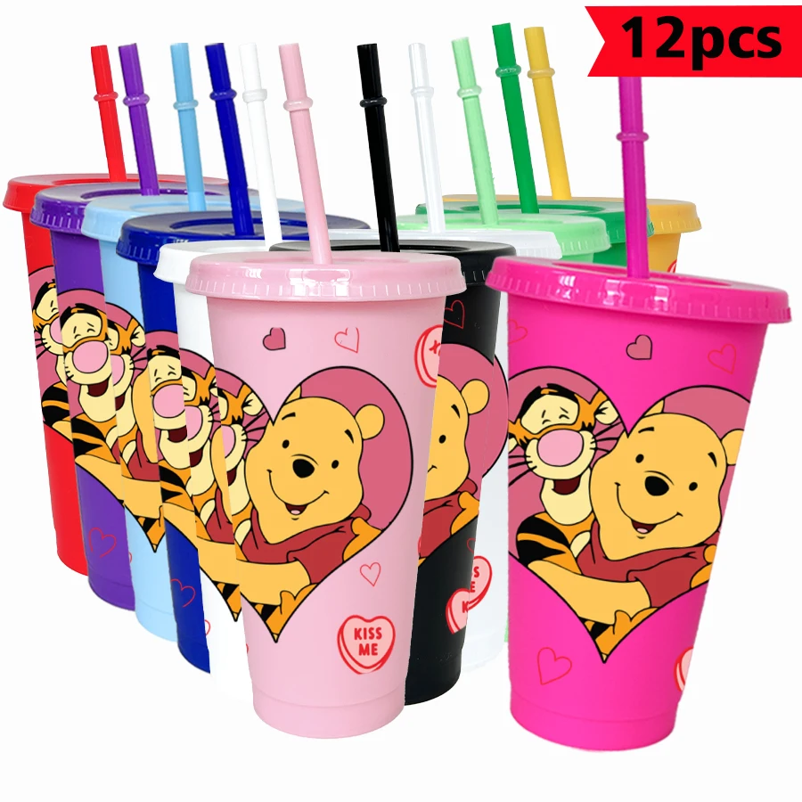

12 pcs/pack Disney, Pooh, Tigger 26oz colorful plastic tumbler birthday party drinking utensils juice coffee cup