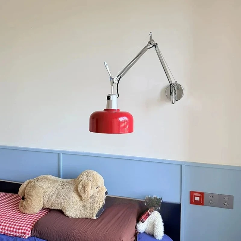 Wall Lamp Cordless Industrial-Style Mechanical Long-Arm Reading Light for Bedroom  Wall Lamp