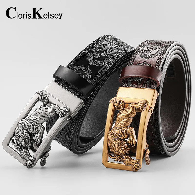 

Men Belt New Men's Two-layer 100% Genuine Cow Leather Belt 3.5cm Business Casual Automatic Buckle Belts for Men 110-125cm