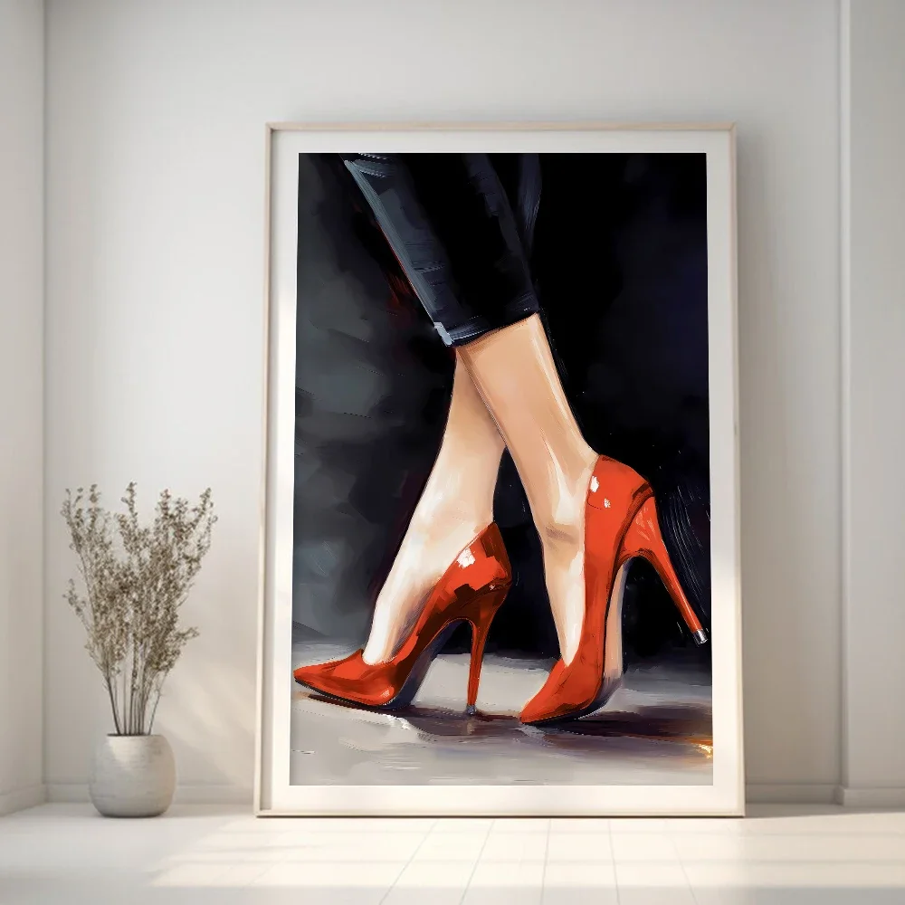 Red Heels Woman Wine Oil Painting Modern Abstract Canvas Posters Prints Wall Art Pictures Gallery luxury Living Room Home Decor